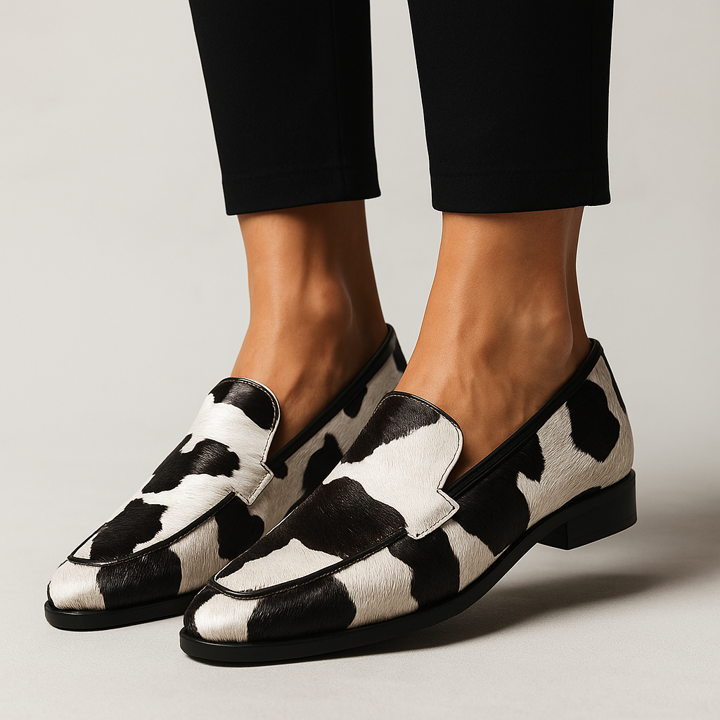 Women's Slip-On Loafers Cow Print - VibreMode