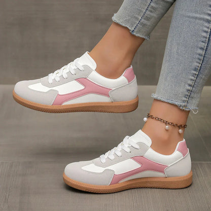 Women's Lace-Up Sneakers Color Block Comfortable Casual - VibreMode