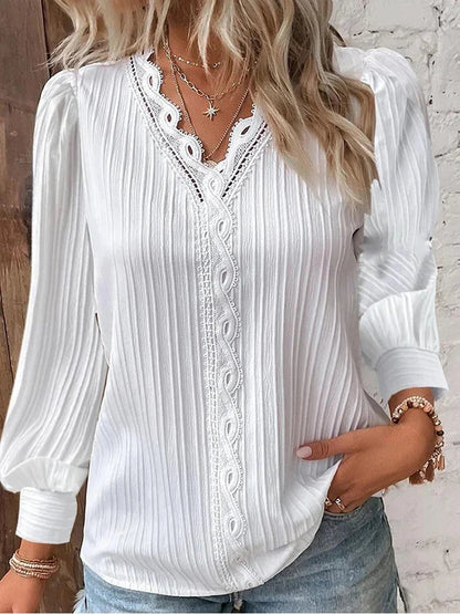 Women's Long Sleeve Pleated Blouse