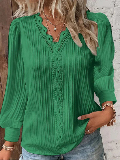 Women's Long Sleeve Pleated Blouse