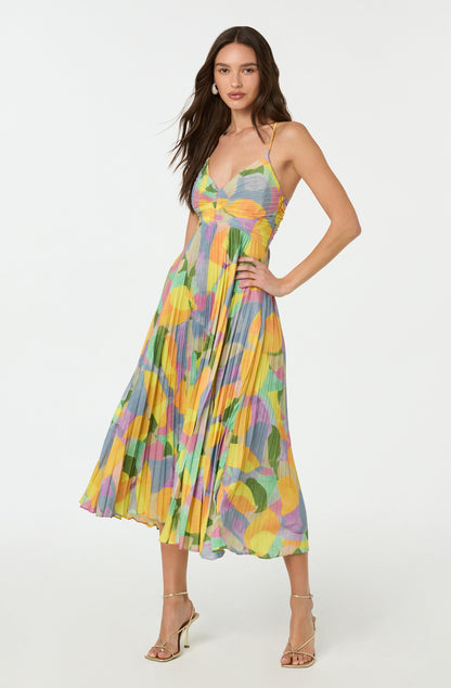 Women's V-Neck Spaghetti Strap Midi Dress - VibreMode