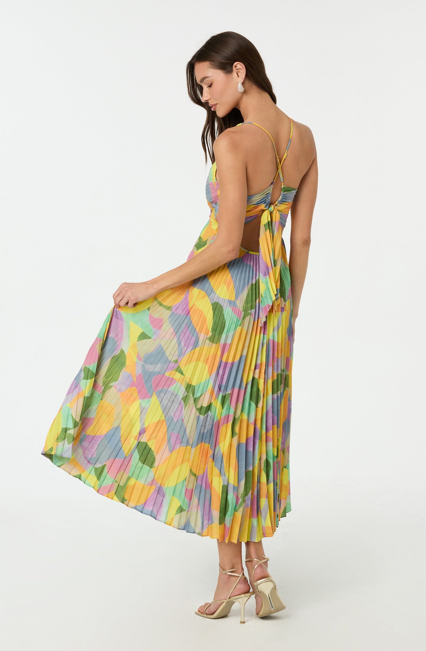 Women's V-Neck Spaghetti Strap Midi Dress