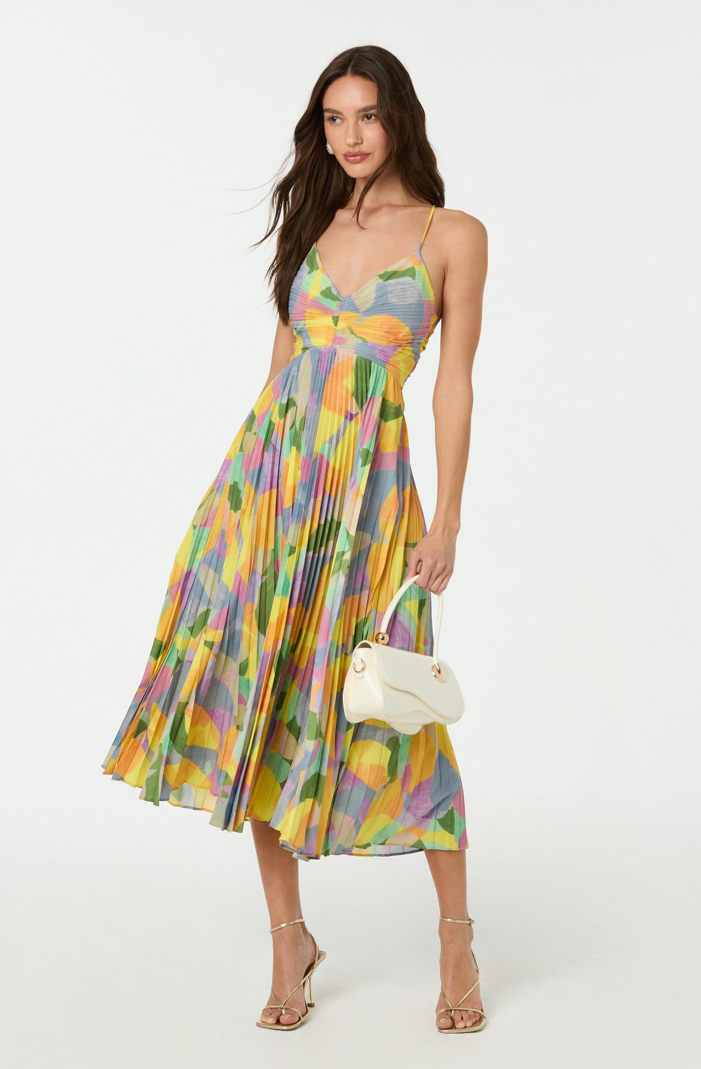 Women's V-Neck Spaghetti Strap Midi Dress