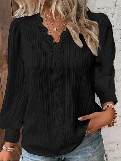 Women's Long Sleeve Pleated Blouse - VibreMode