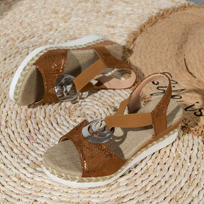 Women's Open Toe Sandals Circular Accent Detail