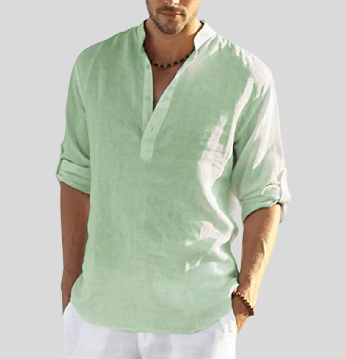 Men's Summer Dress Shirt Cotton Lightweight White