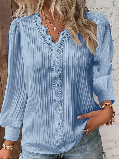 Women's Long Sleeve Pleated Blouse