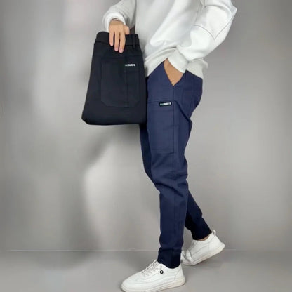 Men's Tapered Pants Cotton Side Pockets Cuffed Ankles