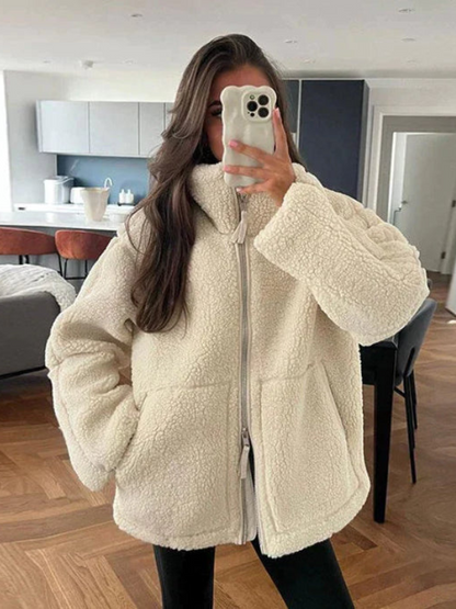 Oversized Sherpa Fleece Jacket Ultra Soft For Cold Weather - VibreMode