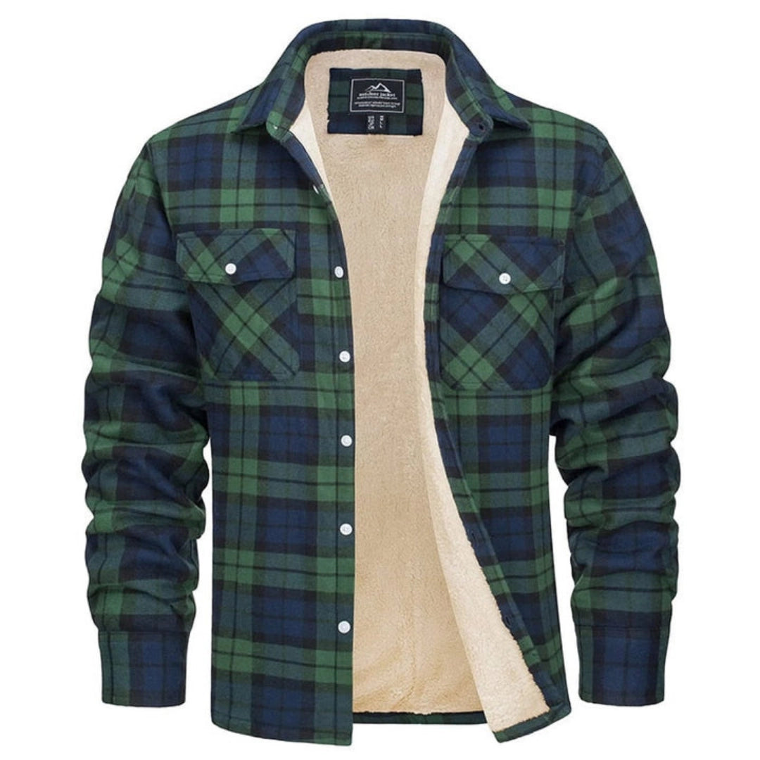 Men's Sherpa Jacket Insulated Flannel Warm Plaid