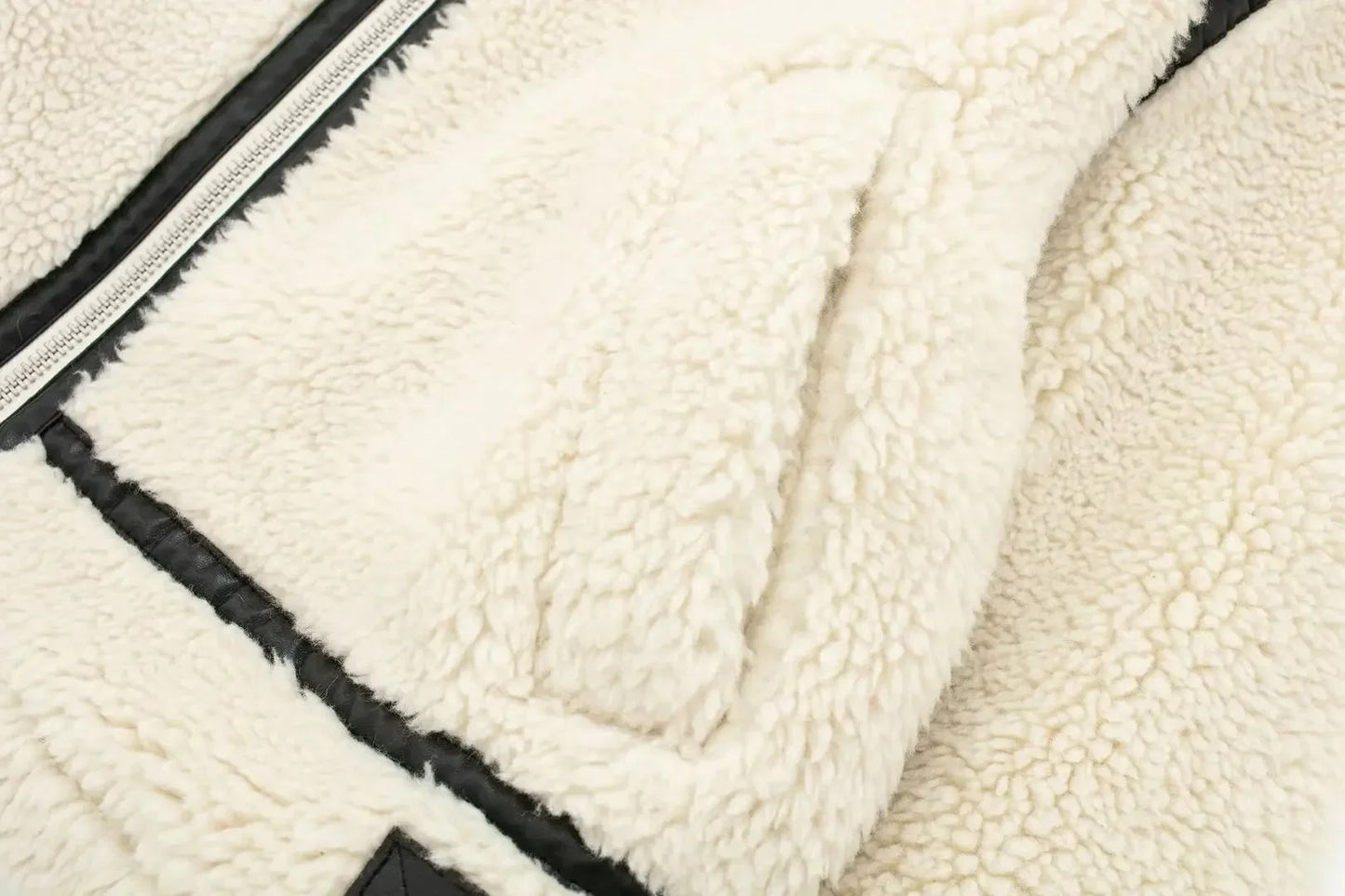 Women's Ivory Sherpa Fleece Jacket Zip-Up Warm Coat