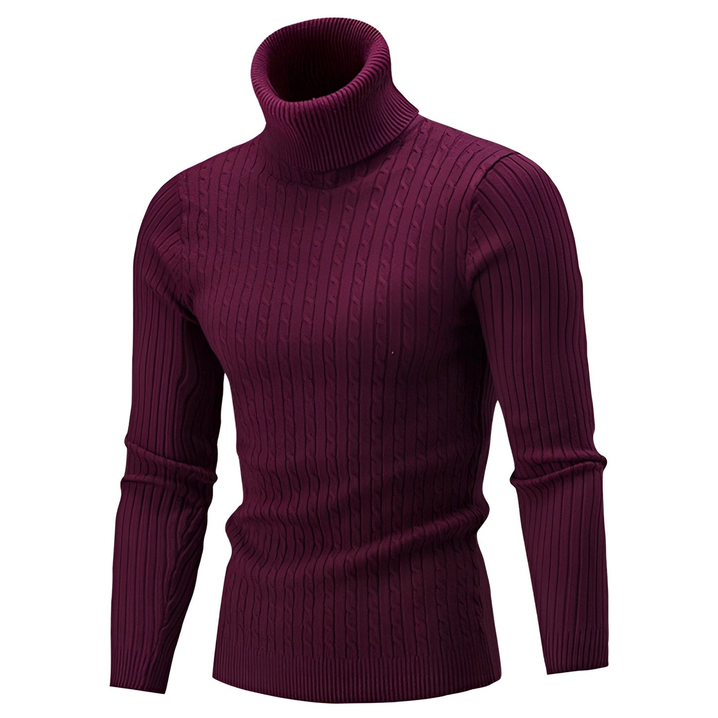 Women's Wool Turtleneck Sweater Black Cable Knit
