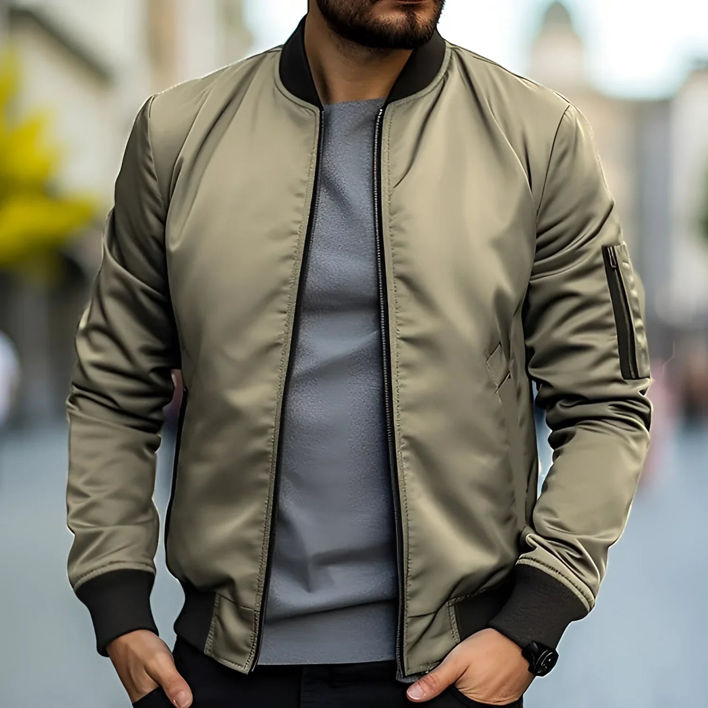 Men's Black Bomber Jacket Lightweight
