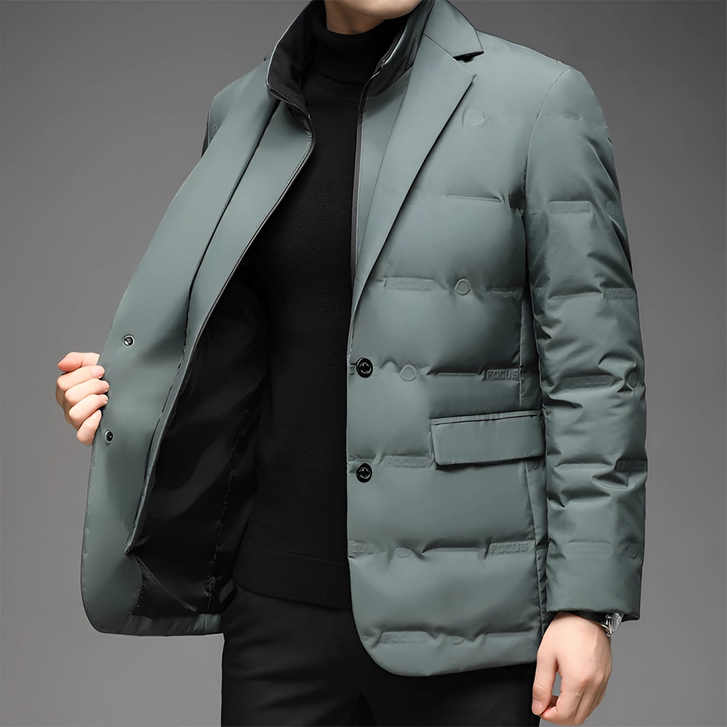 Men's Insulated Quilted Blazer Lightweight Green - VibreMode