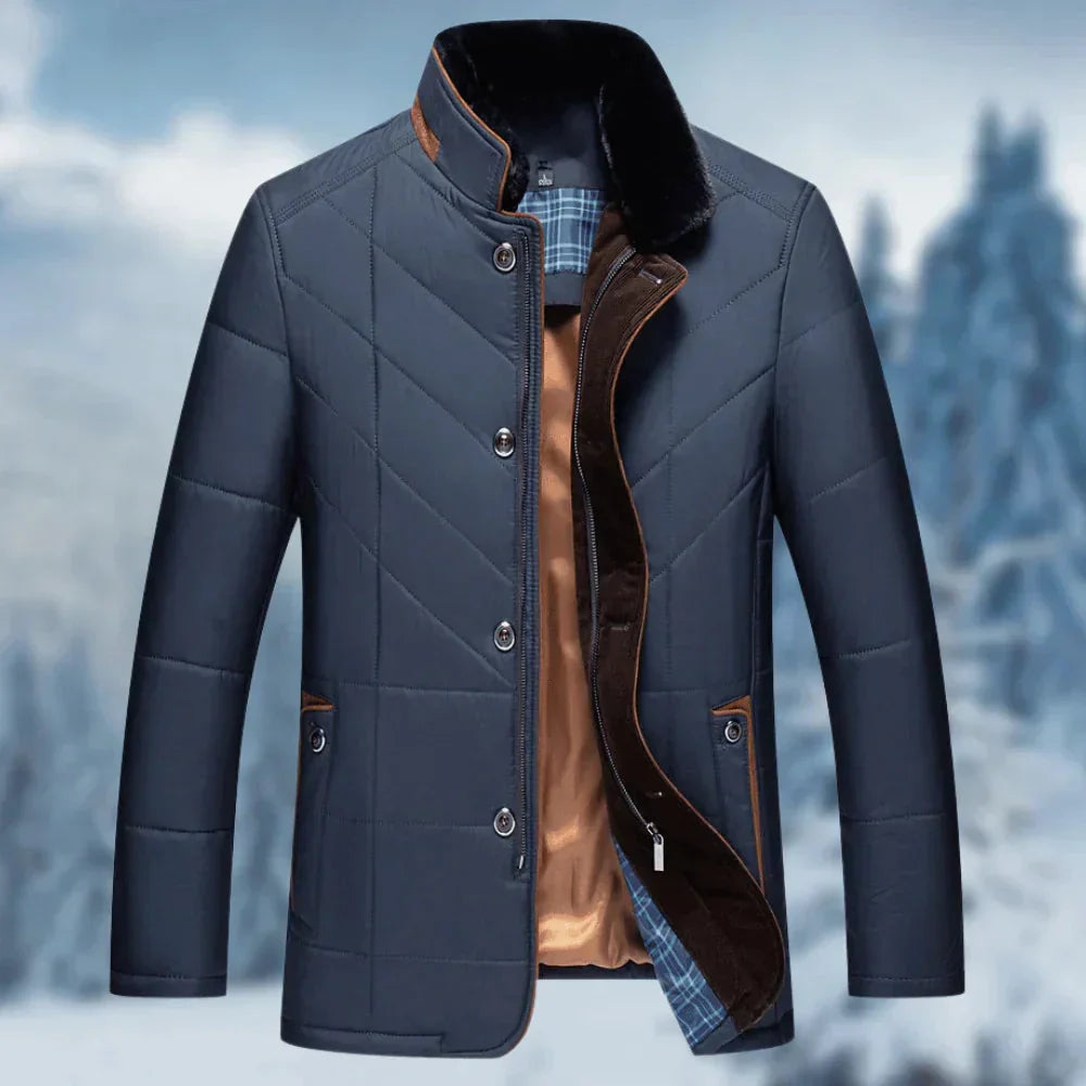 Men's Waterproof Winter Coat Insulated Quilted Thermal Fur Collar - VibreMode