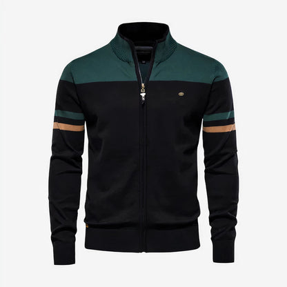Men's Zip-Up Track Jacket Lightweight Two-Tone Orange Blue