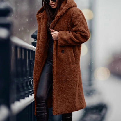 Women's Teddy Coat Faux Sheepskin Blue Oversized