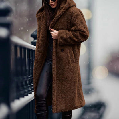 Women's Teddy Coat Faux Sheepskin Blue Oversized