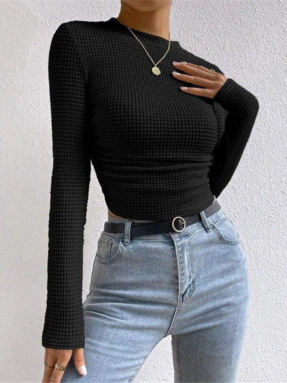 Women's Long Sleeve Waffle Knit