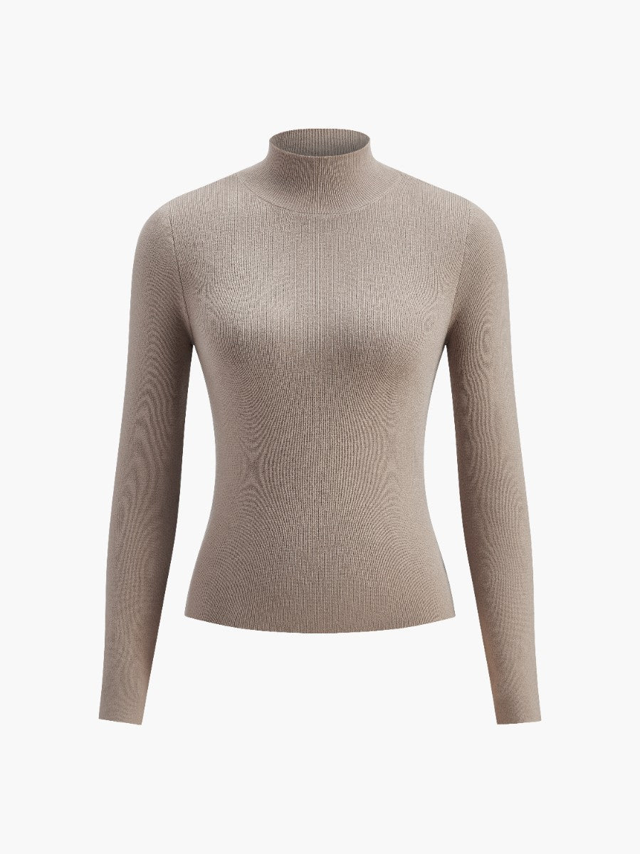 Women's Long Sleeve Turtleneck Sweater Ribbed Knit