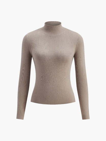 Women's Long Sleeve Turtleneck Sweater Ribbed Knit