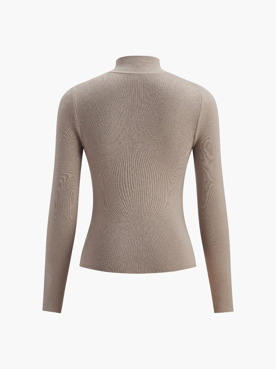 Women's Long Sleeve Turtleneck Sweater Ribbed Knit