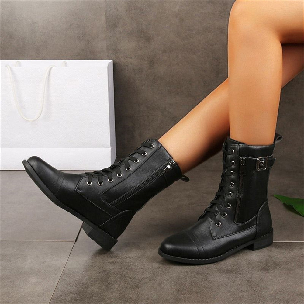 Women's Flat Boots Mid-Calf Shaft