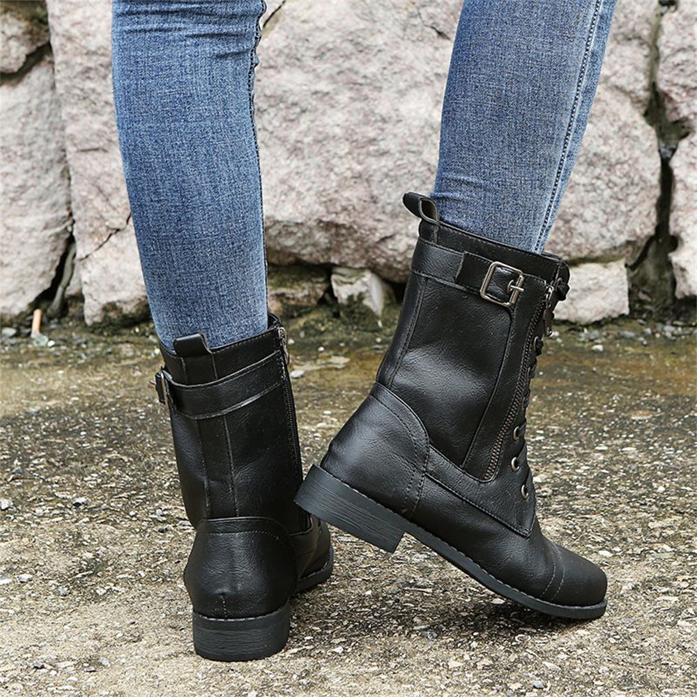Women's Lace-Up Boots with Zip