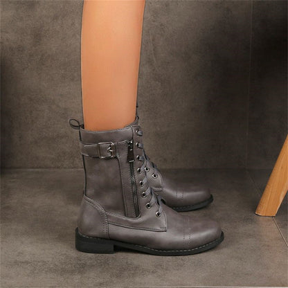 Women's Flat Boots Mid-Calf Shaft