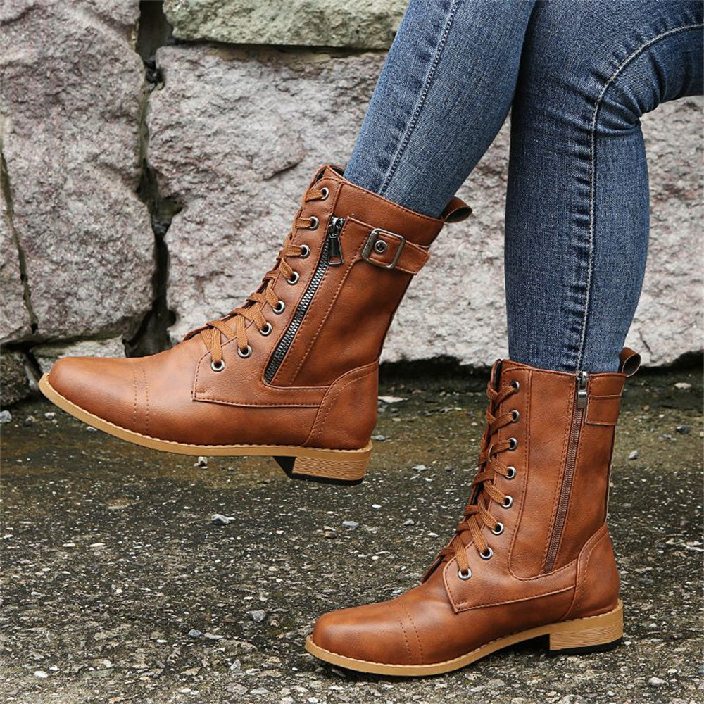 Women's Lace-Up Boots with Zip