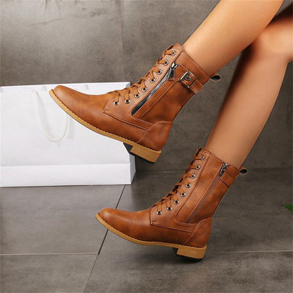Women's Lace-Up Boots with Zip