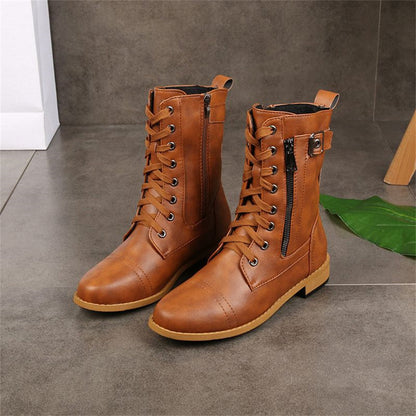 Women's Flat Boots Mid-Calf Shaft