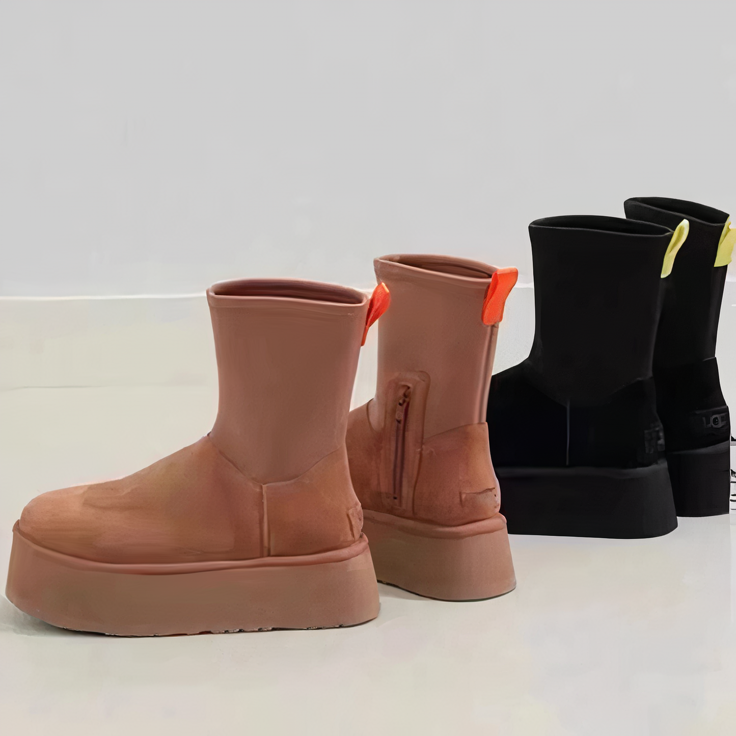 Women's Ankle Platform Boots Pull-On