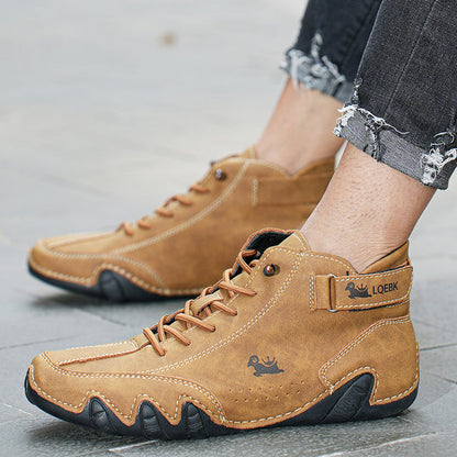 Waterproof Synthetic Leather High Top Slip On Shoes - VibreMode