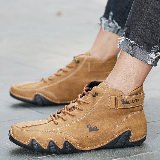 Waterproof Synthetic Leather High Top Slip On Shoes - VibreMode