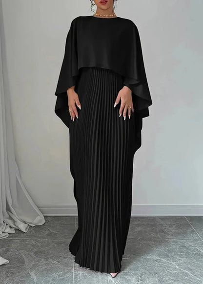 Floral Ruffled Cape Maxi Dress for Women