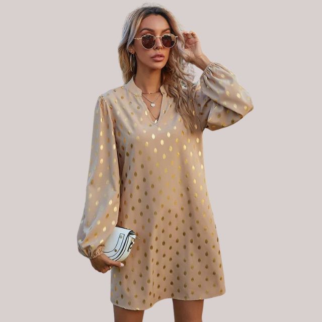 Women's Polka Dot Mini Dress Elegant Style - VibreMode