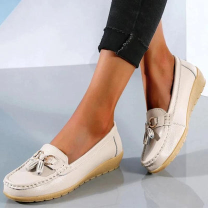 Women's Wedge Loafers Leather Brown