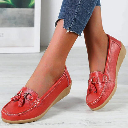 Women's Wedge Loafers Leather Brown
