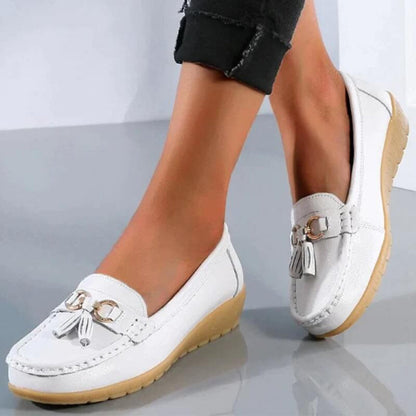 Women's Wedge Loafers Leather Brown