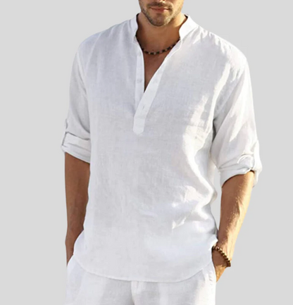 Men's Long Sleeve Casual Shirt Stand Collar - VibreMode