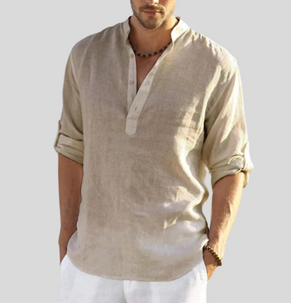 Men's Long Sleeve Casual Shirt Stand Collar