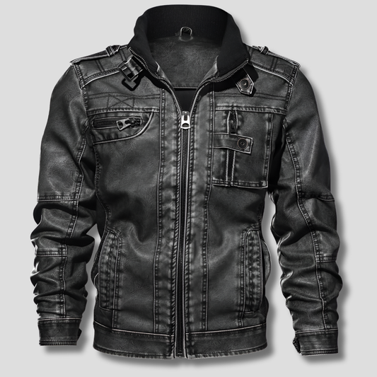 Men's Leather Jacket Black - VibreMode