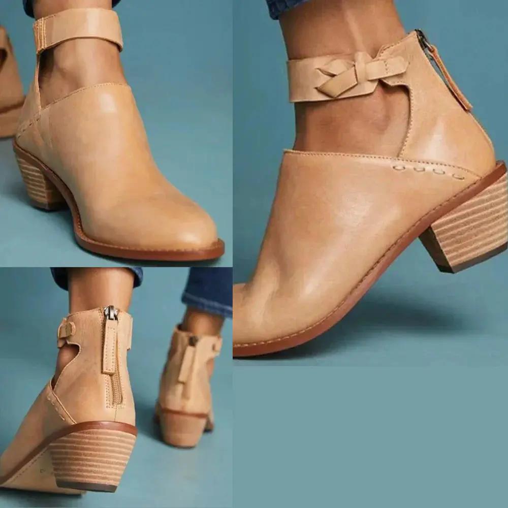 Women's Block Heel Ankle Boots Elegant - VibreMode
