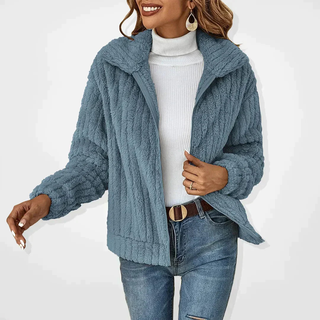 Women's Zip Sweater Ribbed Trim