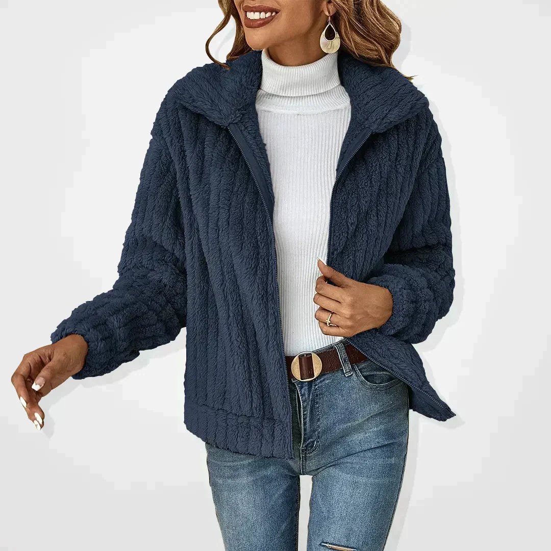 Women's Zip Sweater Ribbed Trim