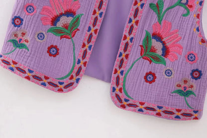 Bohemian Floral Embroidered Waistcoat
