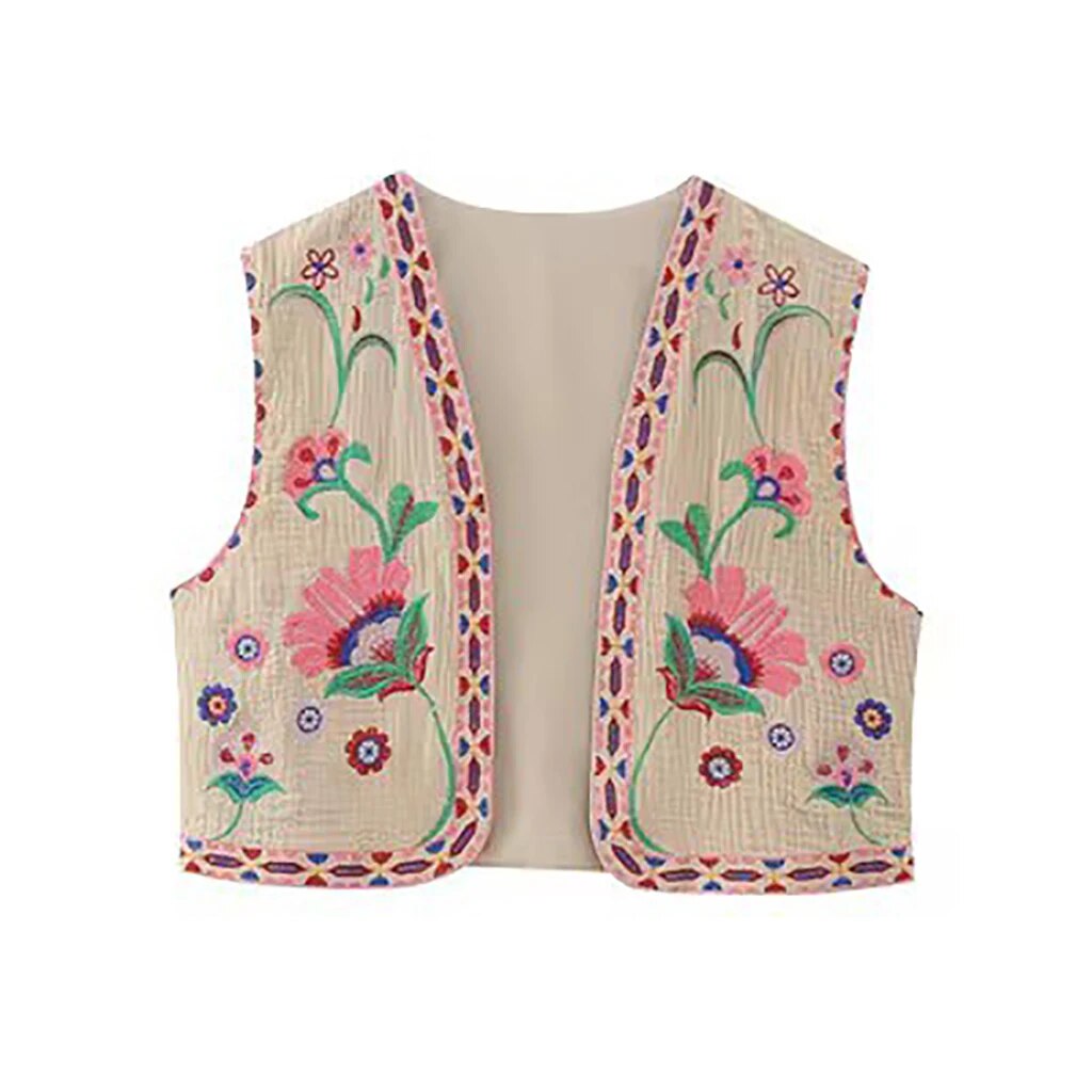 Bohemian Floral Embroidered Waistcoat