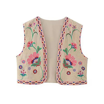 Bohemian Floral Embroidered Waistcoat