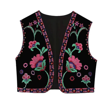 Bohemian Floral Embroidered Waistcoat